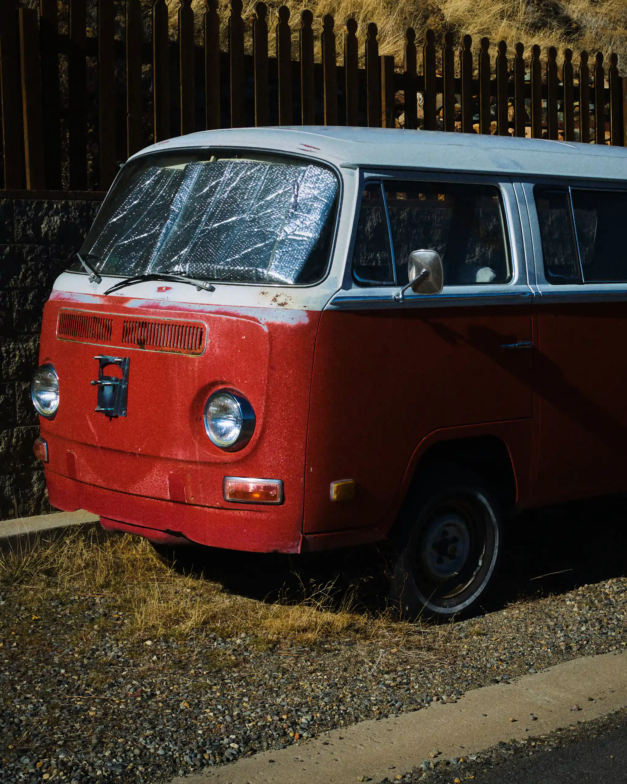 An old Volkswagen Type 2 in Virginia City 