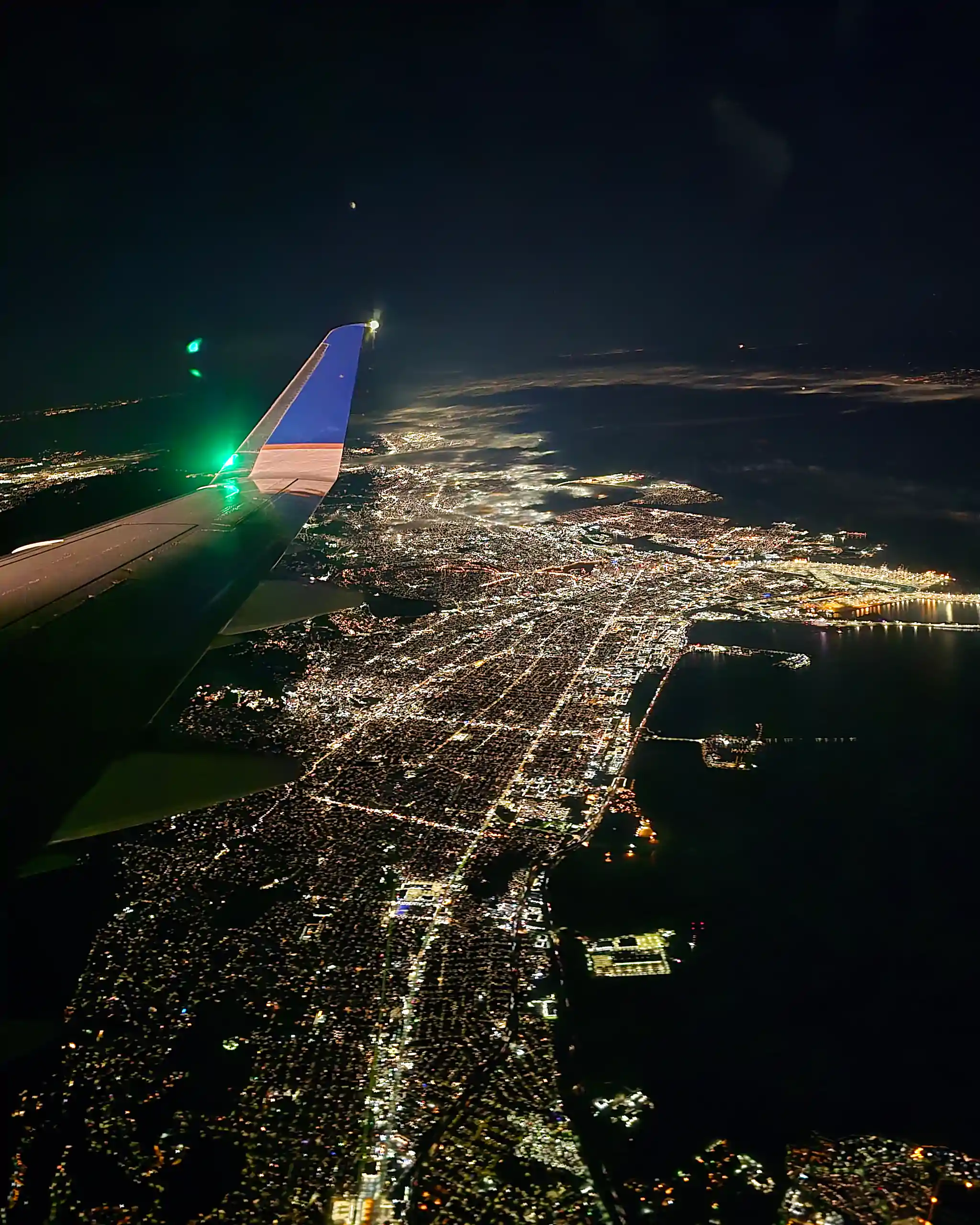 San Francisco from a plain at night