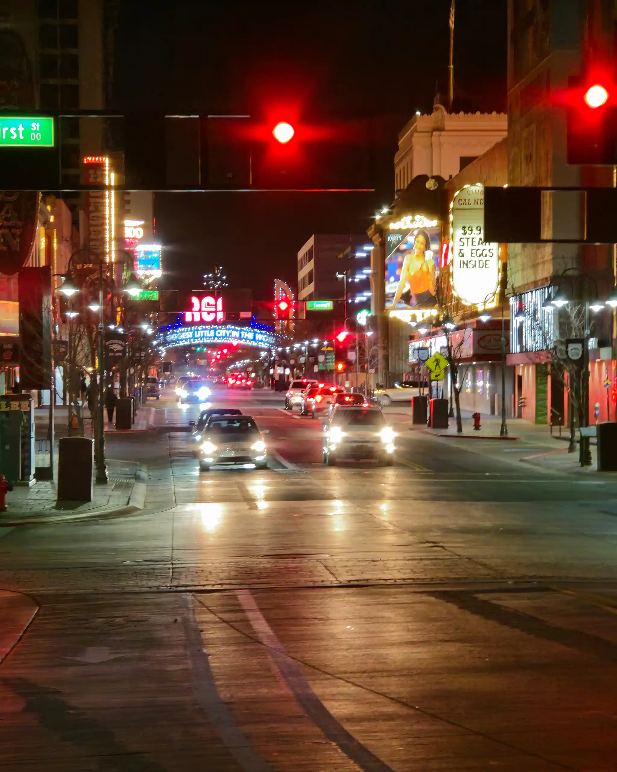 Reno Nevada downtown at night